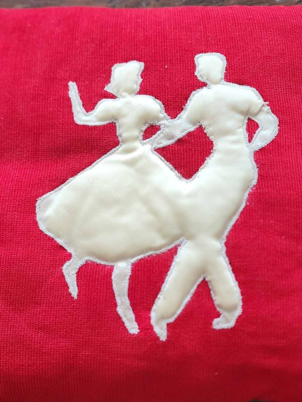 Handmade Applique Pillow Swing Dancers Vintage 1960s Retro Decor Sewing 11"×11"